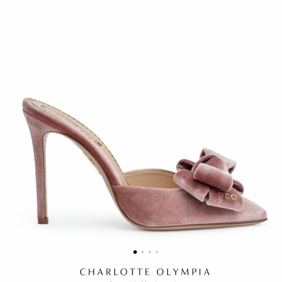 NWB $$$ Charlotte Olympia Pink Velvet Mules - Picture 4 of 8